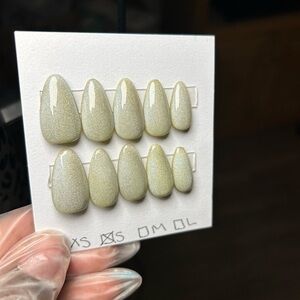 Shimmering Sage Green Press-On Nails